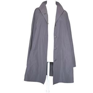 Eileen Fisher Stand Collar Raglan Sleeve Knee Length Coat XS Dark Gray EUC